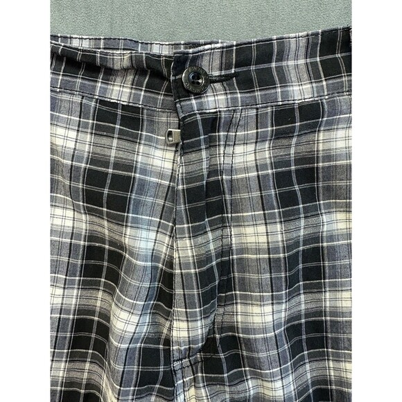 Vertigo Plaid Summer Shorts Lightweight Men's 36 Black White Slash Pocket - Picture 3 of 9